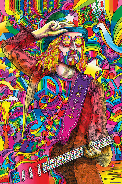 2051 Hippie Guitar Poster