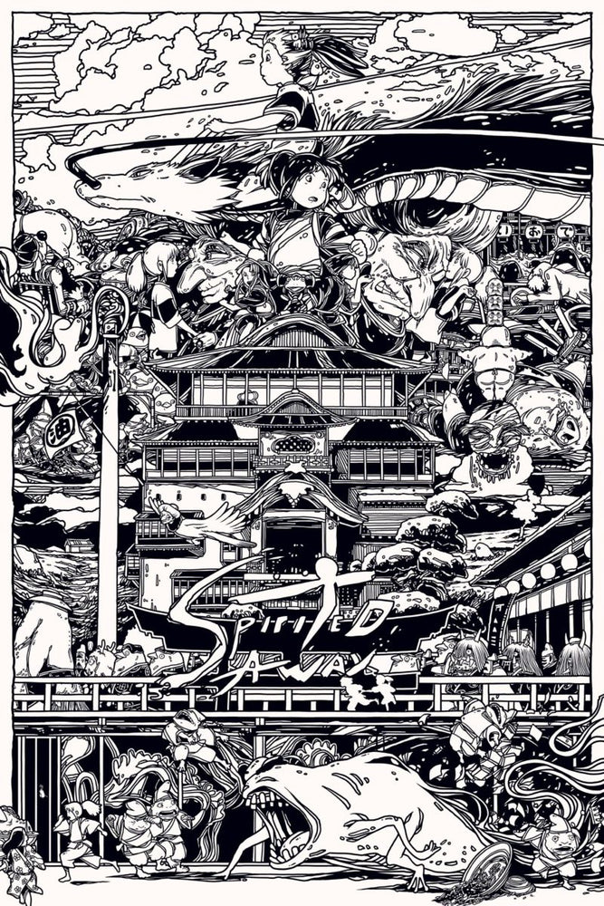 5322 Spirited Away / B&W Collage Poster